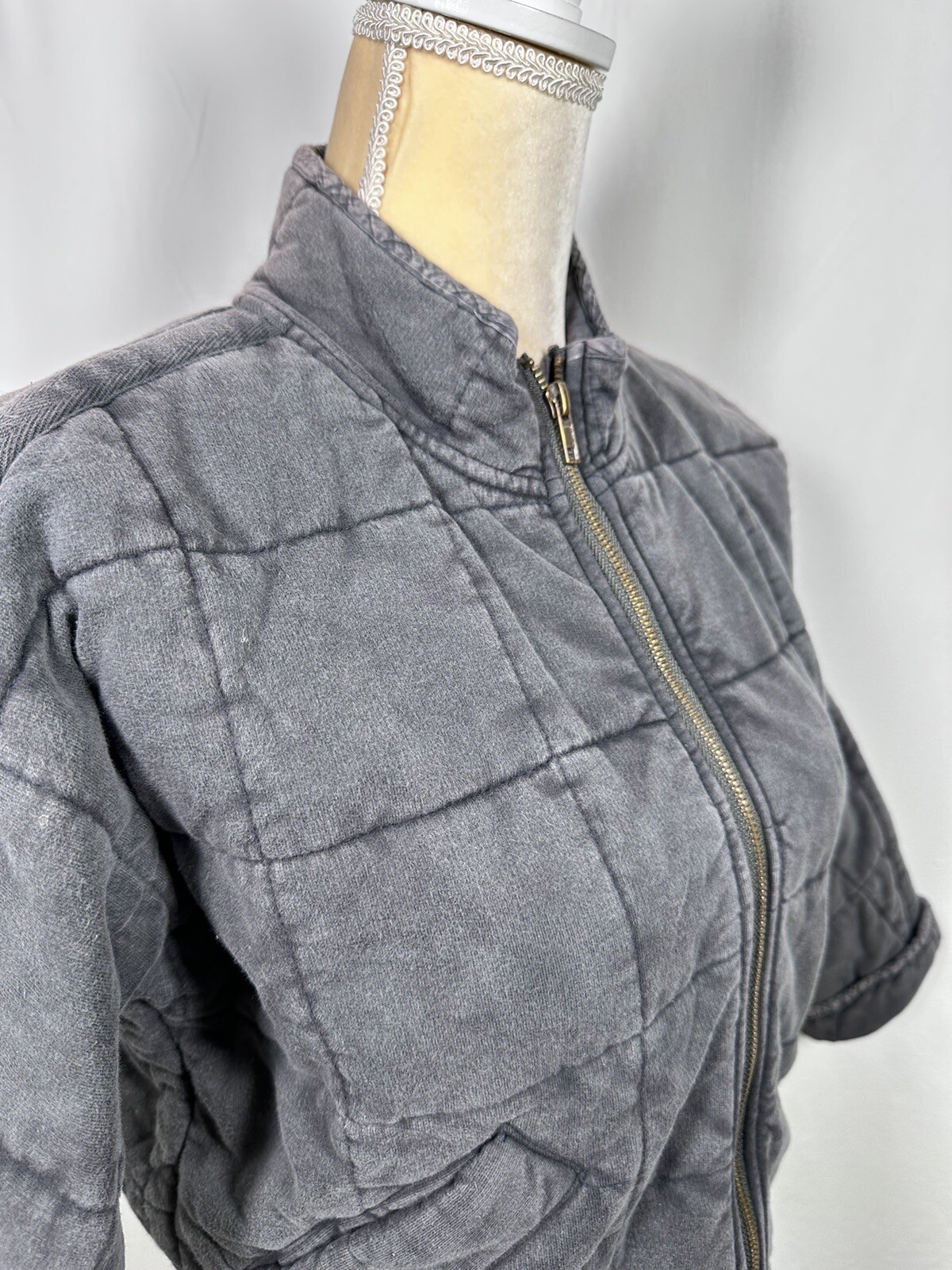 Chelsea & Violet Girls Junior Bomber Jacket Coat Medium Distressed Charcoal New