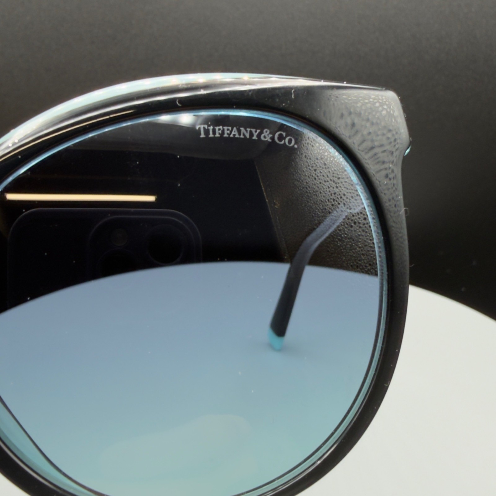 Tiffany & Co TF 4175B 8285/9S Black Cat Eye Sunglasses Blue Lens 55 19 140 READ