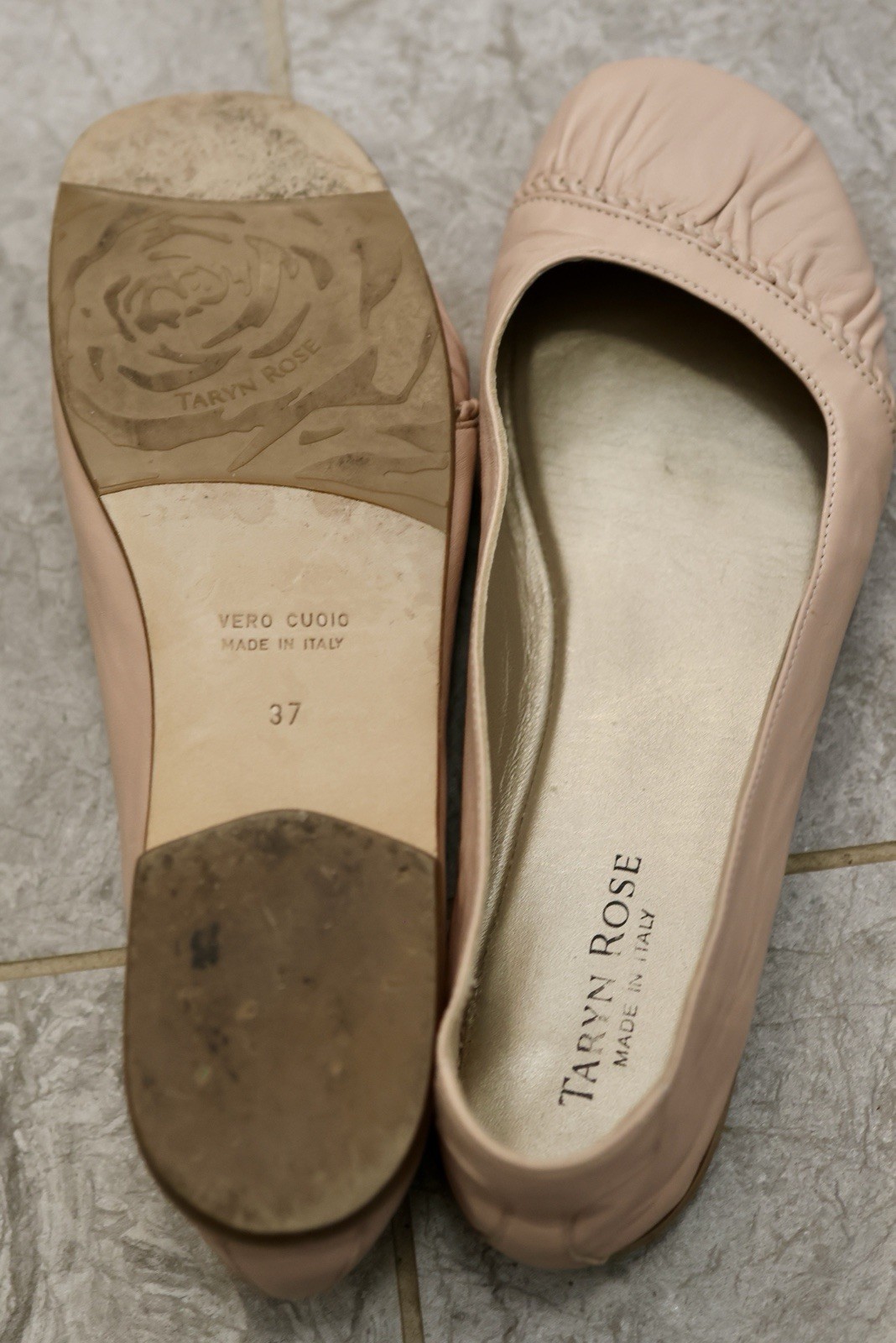 Taryn Rose Brina leather flats size 37 carnation pink