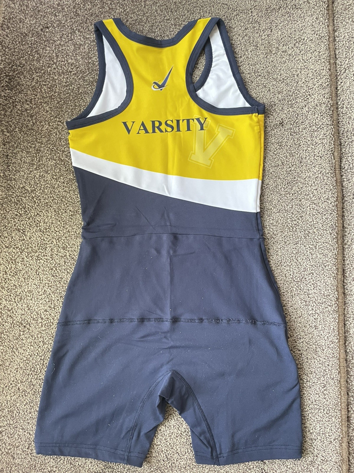 Yellow and Navy Varsity College Rowing All-in-one AIO Women’s Size S Pontoon