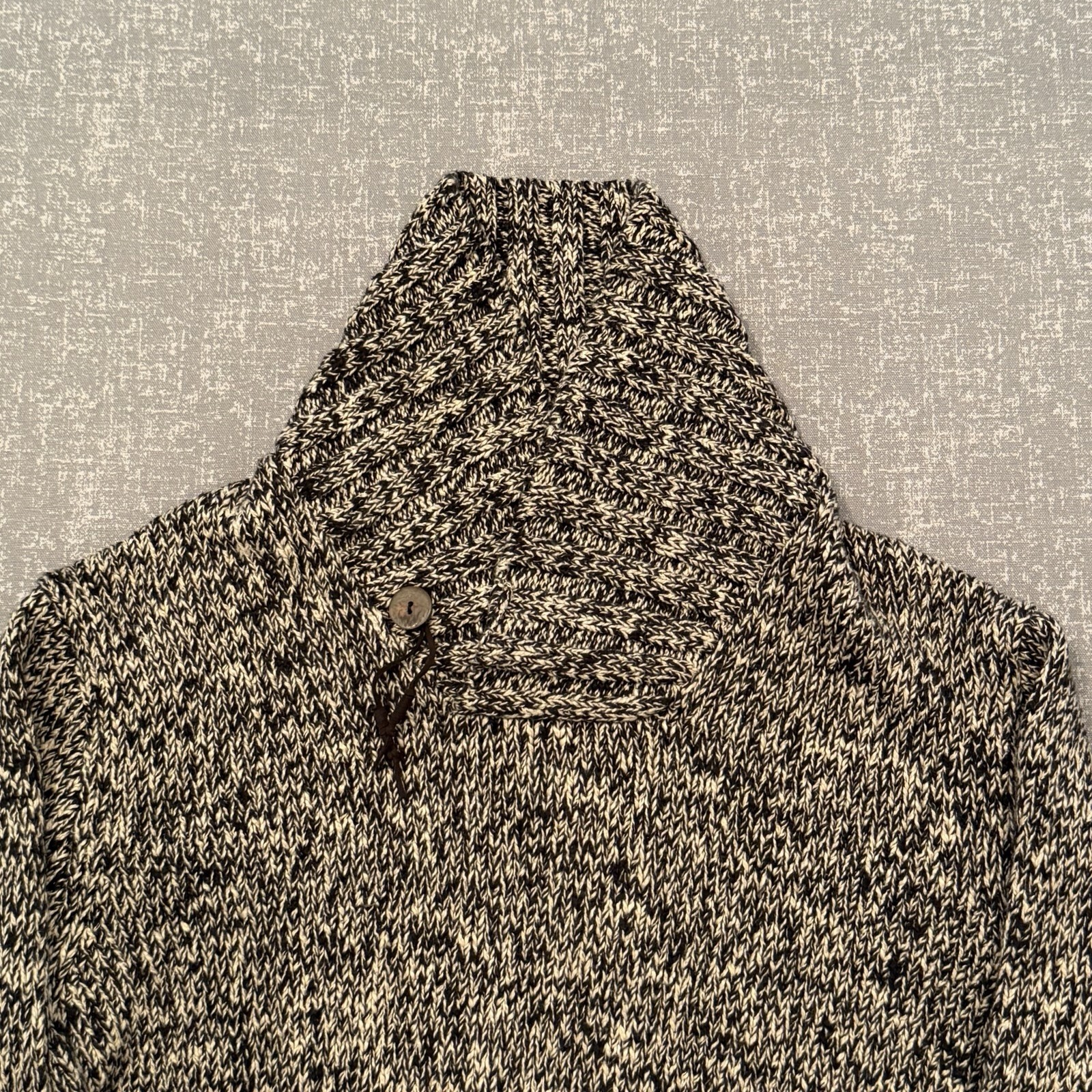 Polo Ralph Lauren Sweater Mens Large Black White Marled Turtleneck Heavy Knit