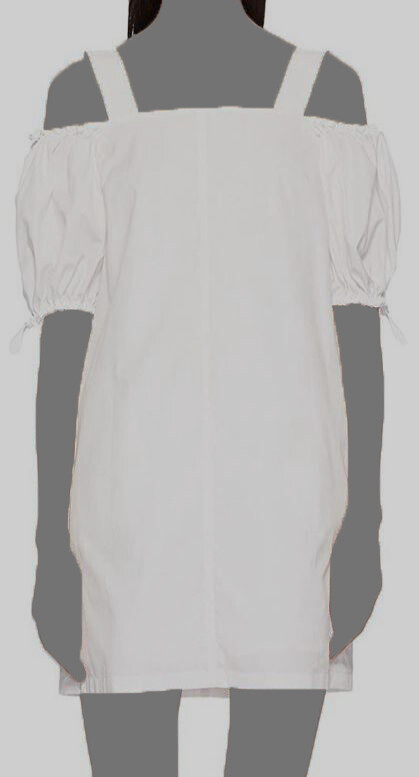 $425 Sportmax Women’s White Cina Cold Shoulder Puff Sleeve Shift Dress Size US 8