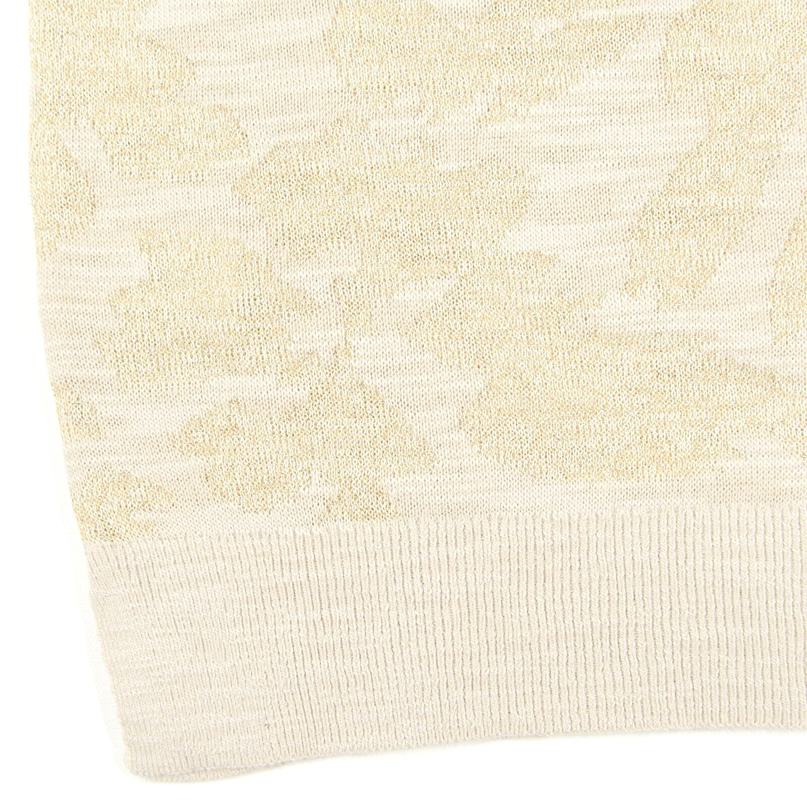 LOFT Petites SP Sweater Feminine Shimmery Gold Rayon Wool Poly Side Vents Ribbed