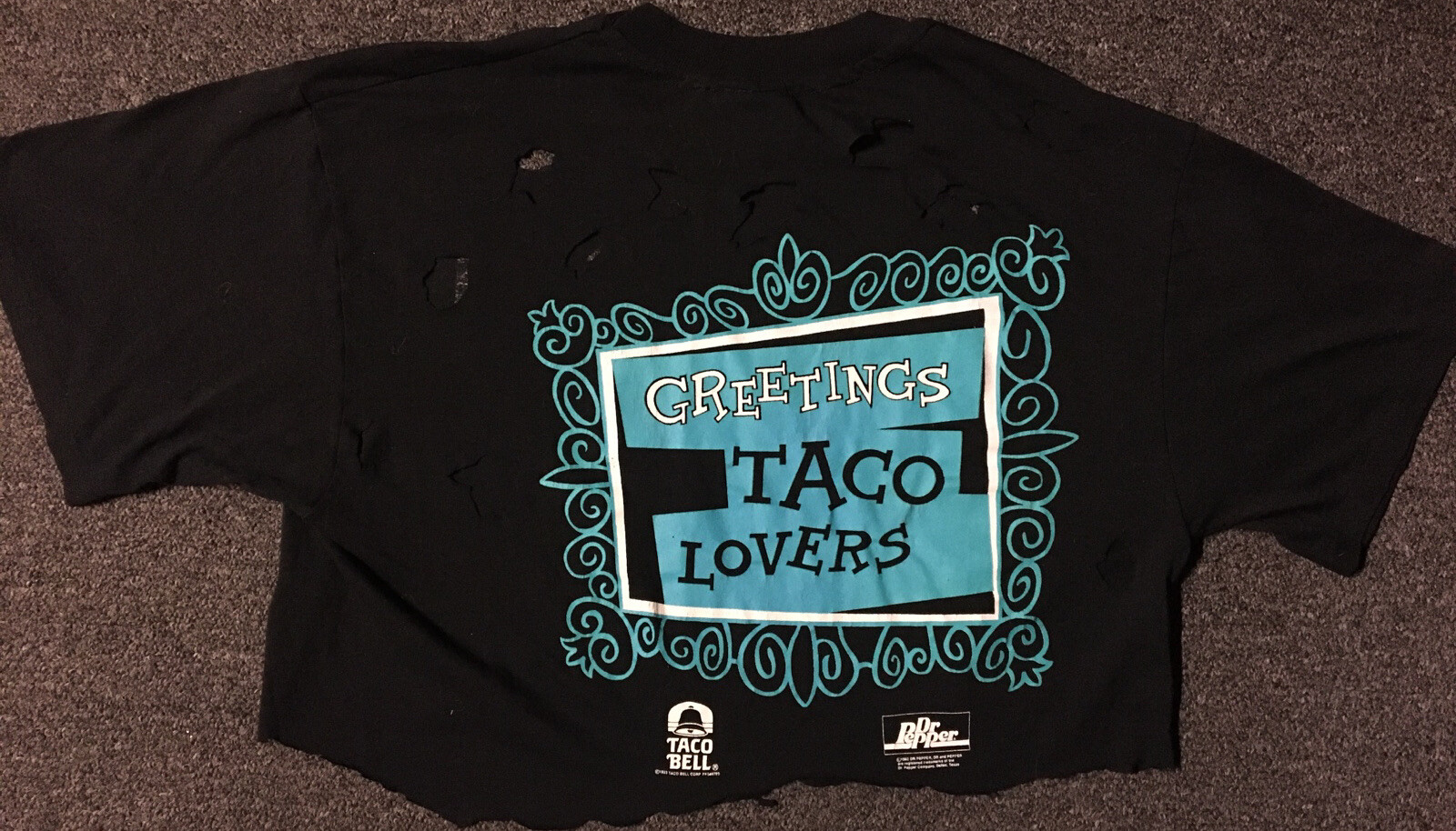 Vtg 90s Rocky & Bullwinkle Taco Bell Distress Promo Crop Shirt M Cartoon Grunge