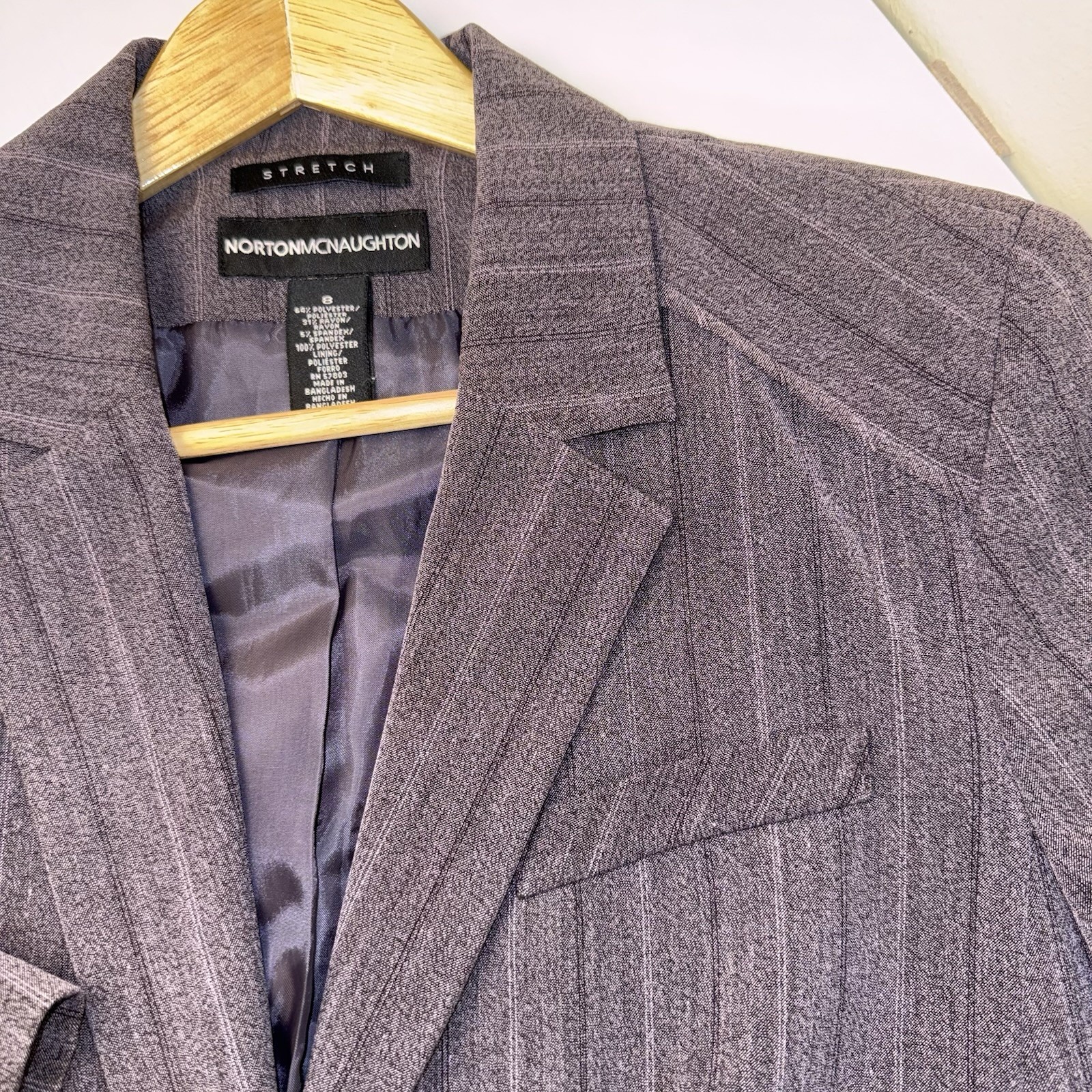 Vintage Y2K Norton McNaughton Stretch Blazer 8 Dark Academia Pinstripe Corpcore