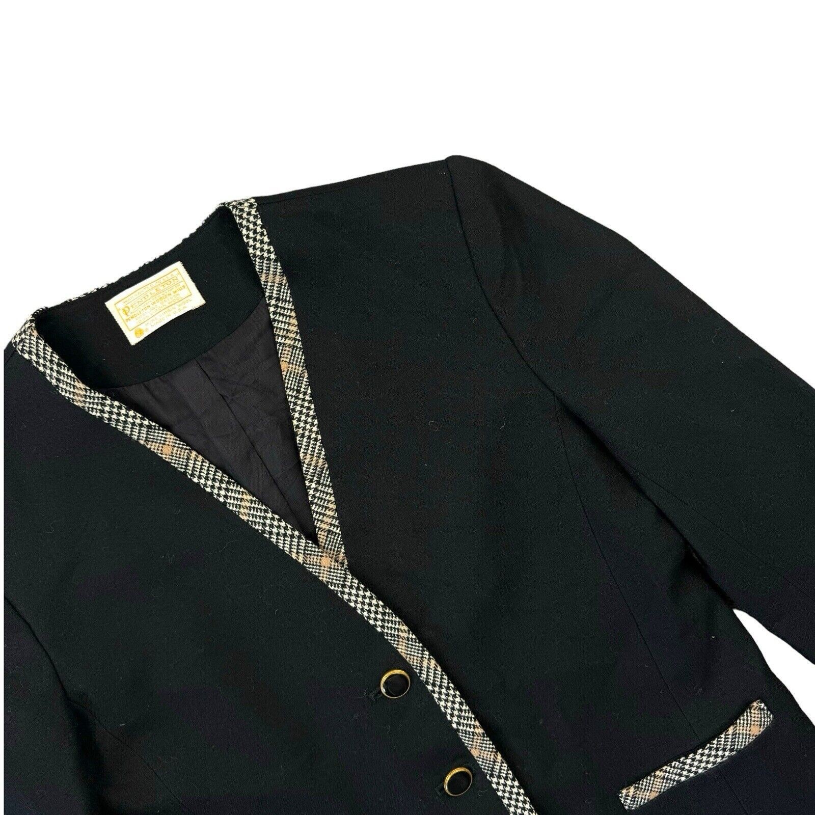 Pendleton Ladies Blazer Extra Small Black Vintage Womens Pure Virgin Wool USA XS
