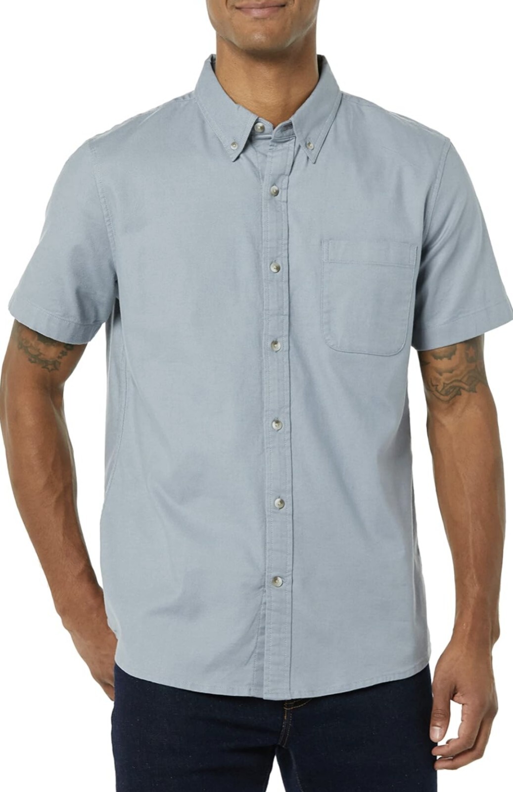 Goodthreads Men’s Slim-Fit Short-Sleeve Oxford Shirt Sz XXL in Grey Gray
