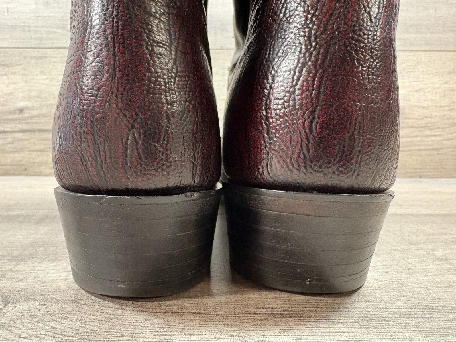 J Chisholm Genuine Ostrich Skin Cowboy Boots Burgundy Leather Mens Size 10.5 D