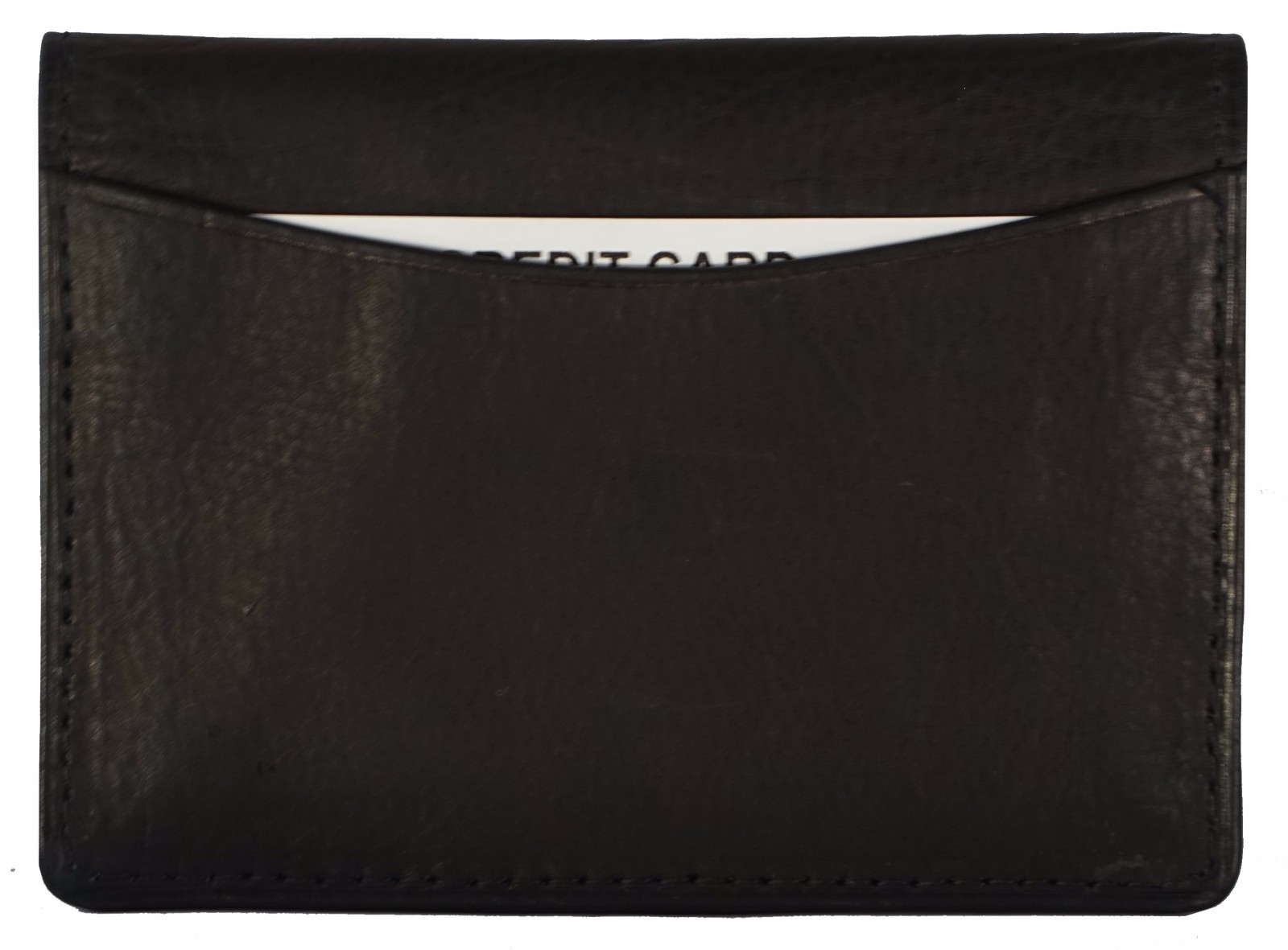 Genuine leather slim credit card ID holder mens and womens wallet Black
