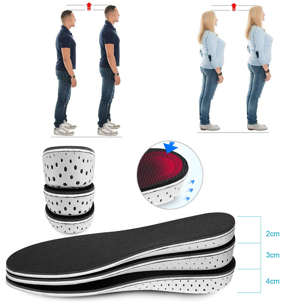Men Women Invisible Height Increase Insoles Heel Lift Taller Shoe Inserts Pad US