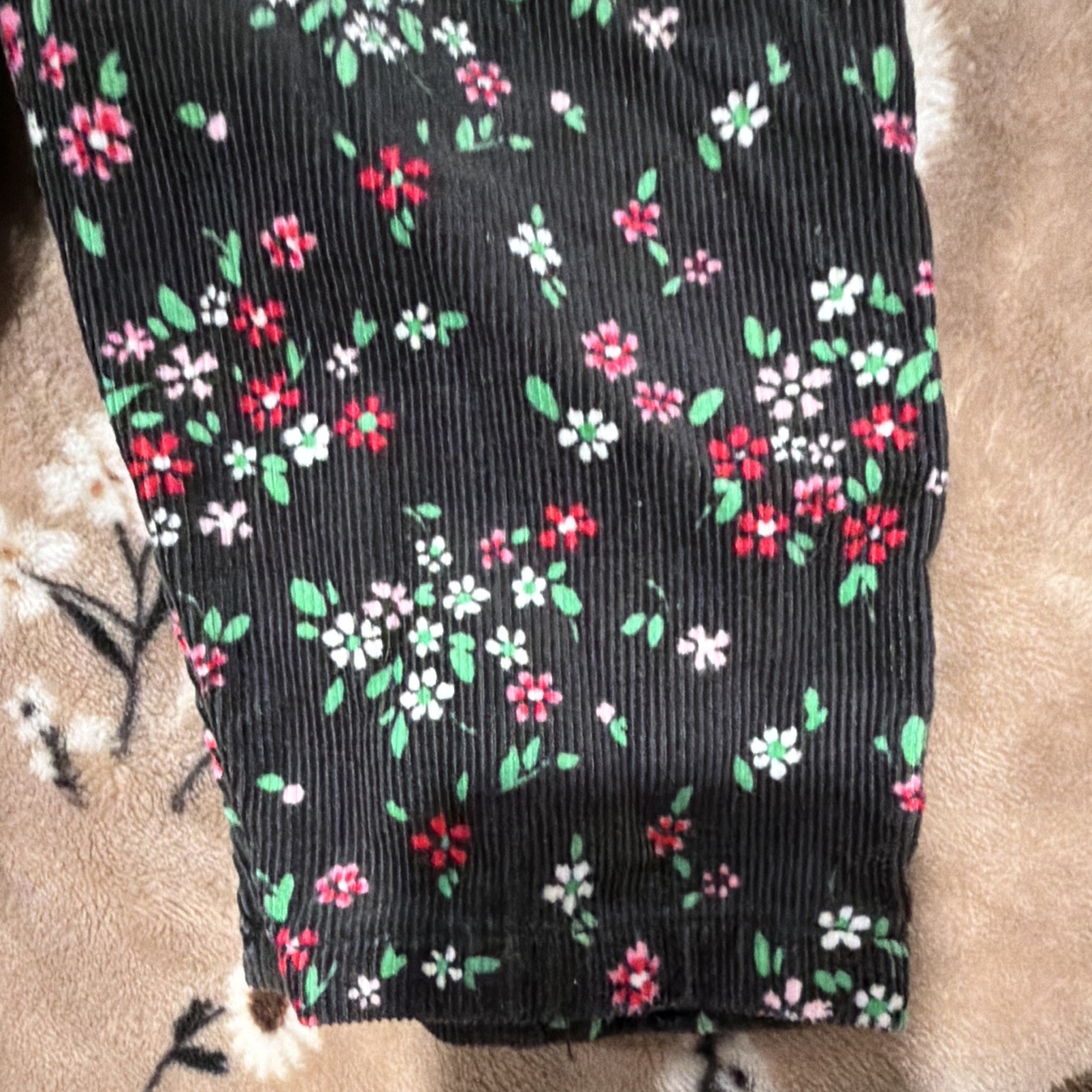 OshKosh B’gosh Corduroy Overall One-Piece Floral, 6 Months, Black/Multicolor
