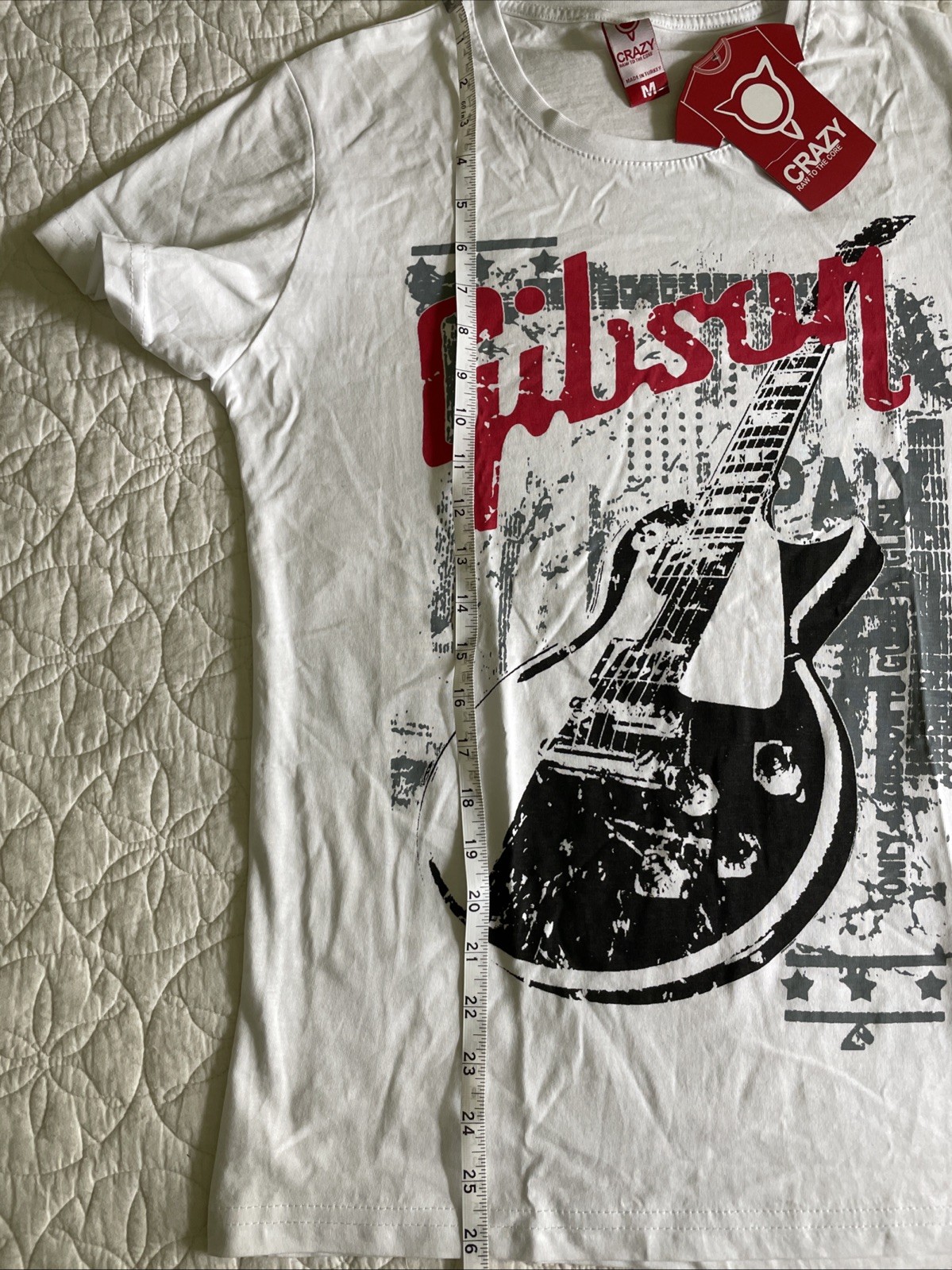 Gibson Logo & Les Paul Guitar Graphic Cool T-Shirt Rock n Roll Music Youth