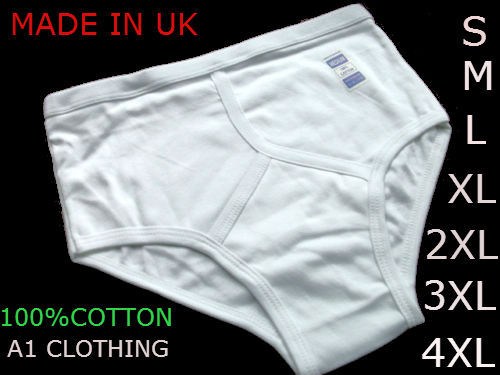6,Men’s Y Fronts Briefs 100% Cotton, Underwear / White S M L XL 2XL 3XL 4XL 5XL