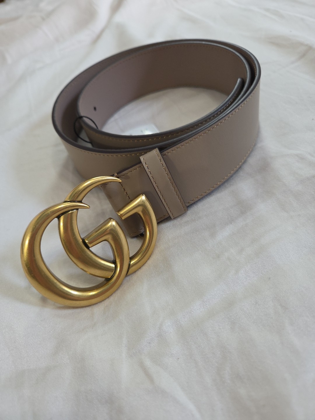 Authentic Gucci Pink Taupe Leather Belt, Women Size 30-32 IT 90CM