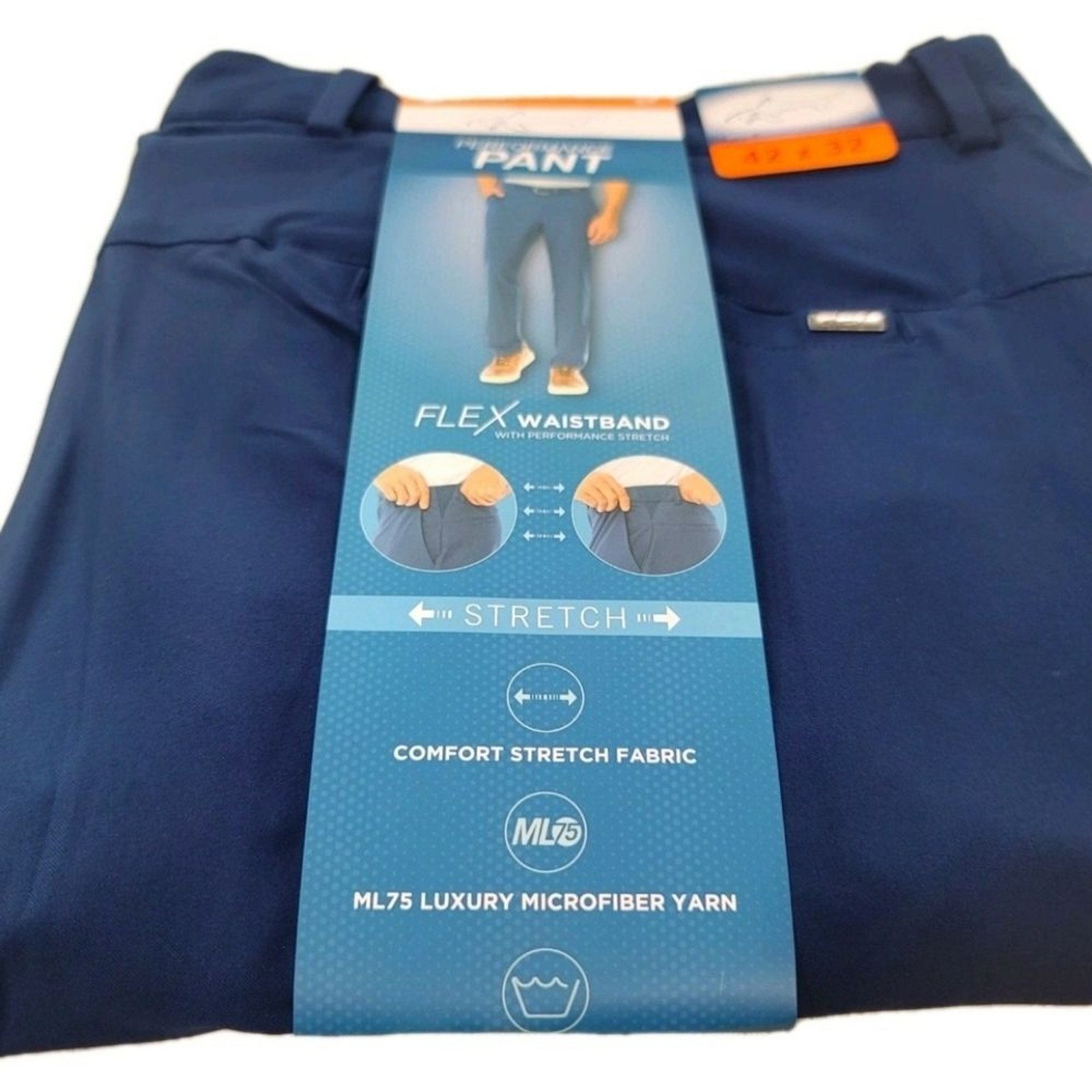 Greg Norman ML75 Men’s Luxe Performance Chino Pants 42×32 Flex Waistband Blue