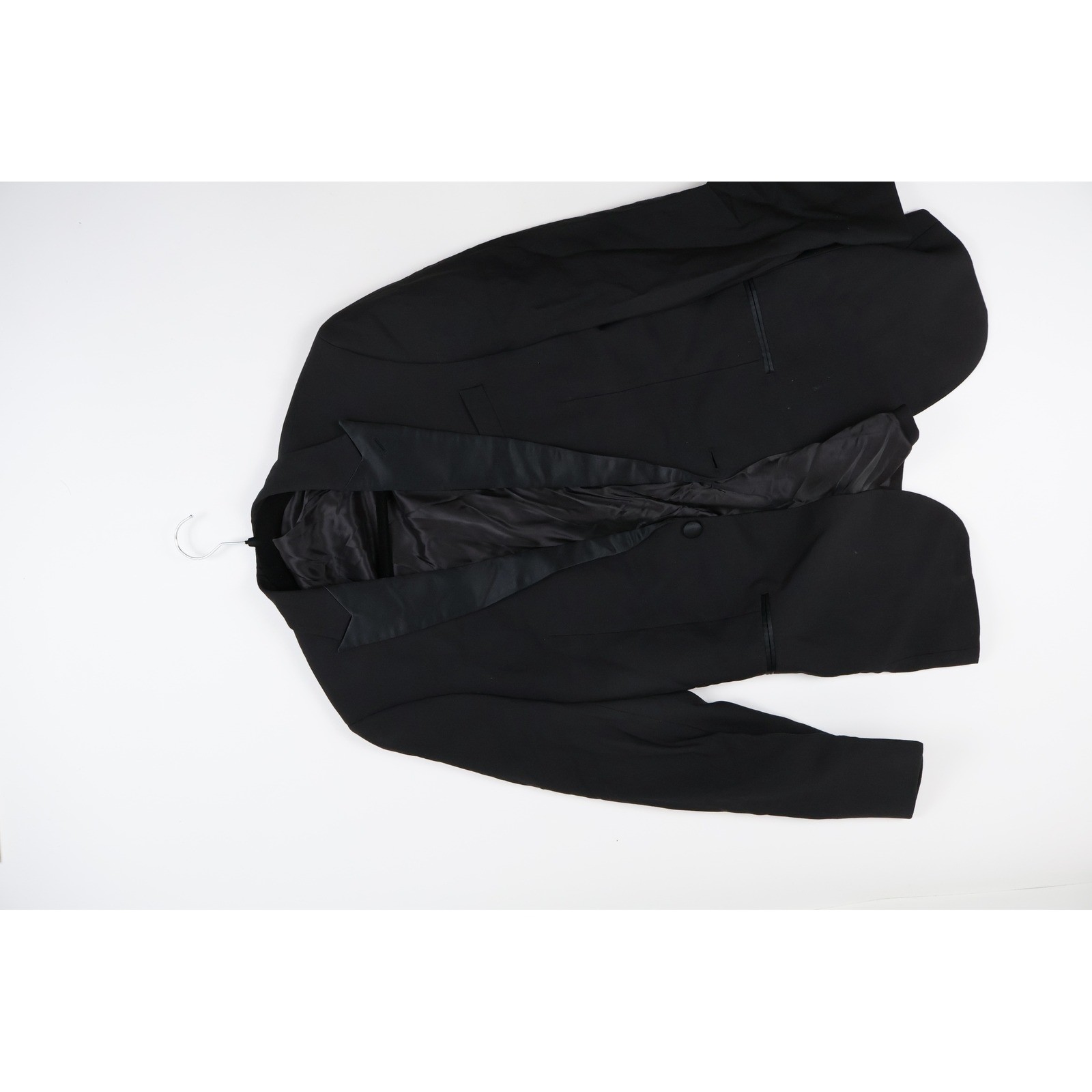 The Black Tux Tuxedo Jacket Peak Lapel Black Solid 38 Wool Tollegno 1900
