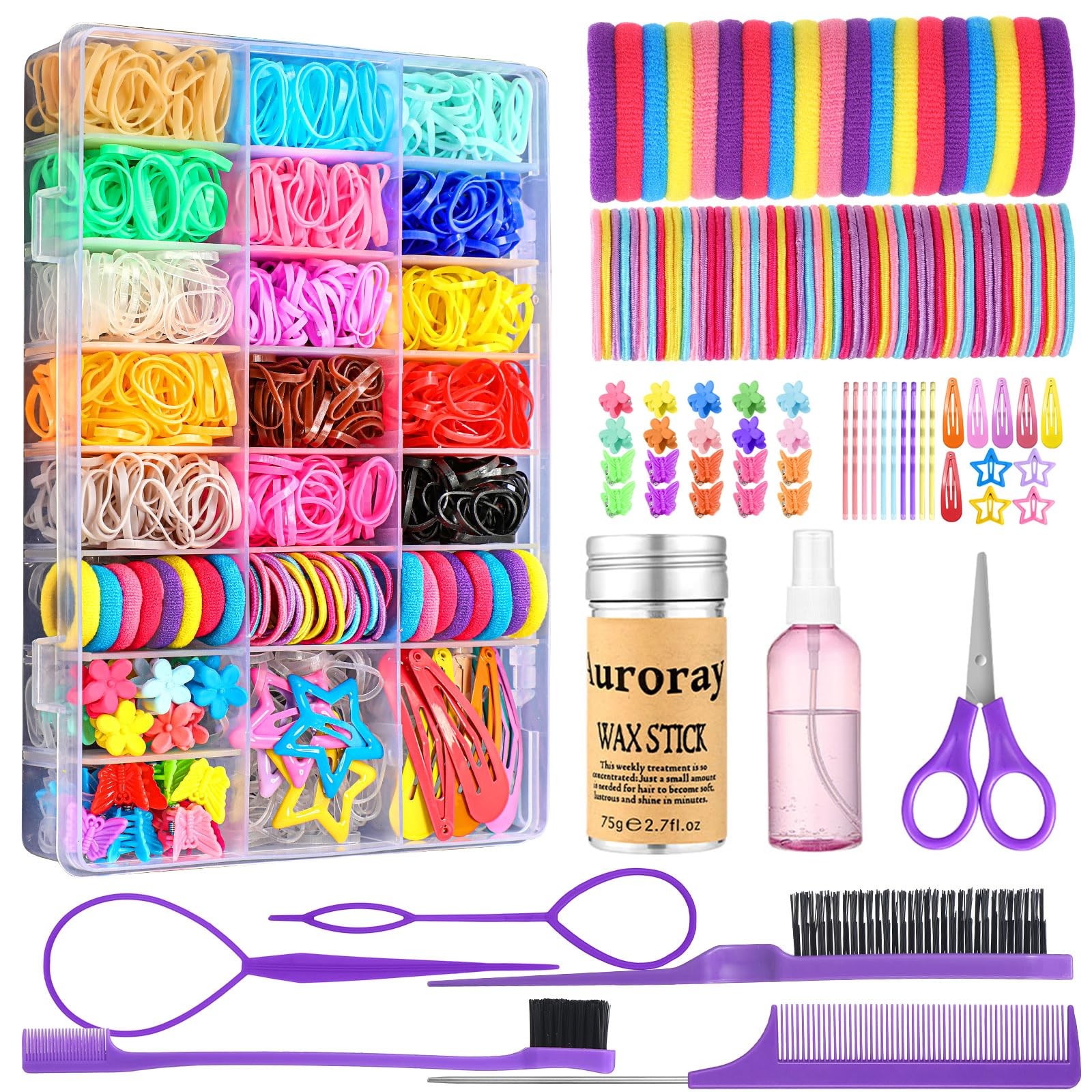 Hair Accessories for Girls, 1698 Pcs Rubber Bands with Multicolor 1