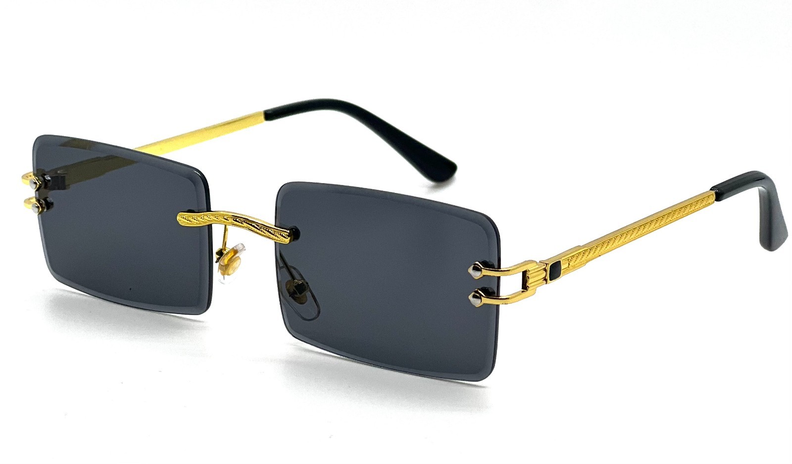 Hip Hop Glasses Clear Lens Gold Frame Rimless Square Shades Migos Quevo Style
