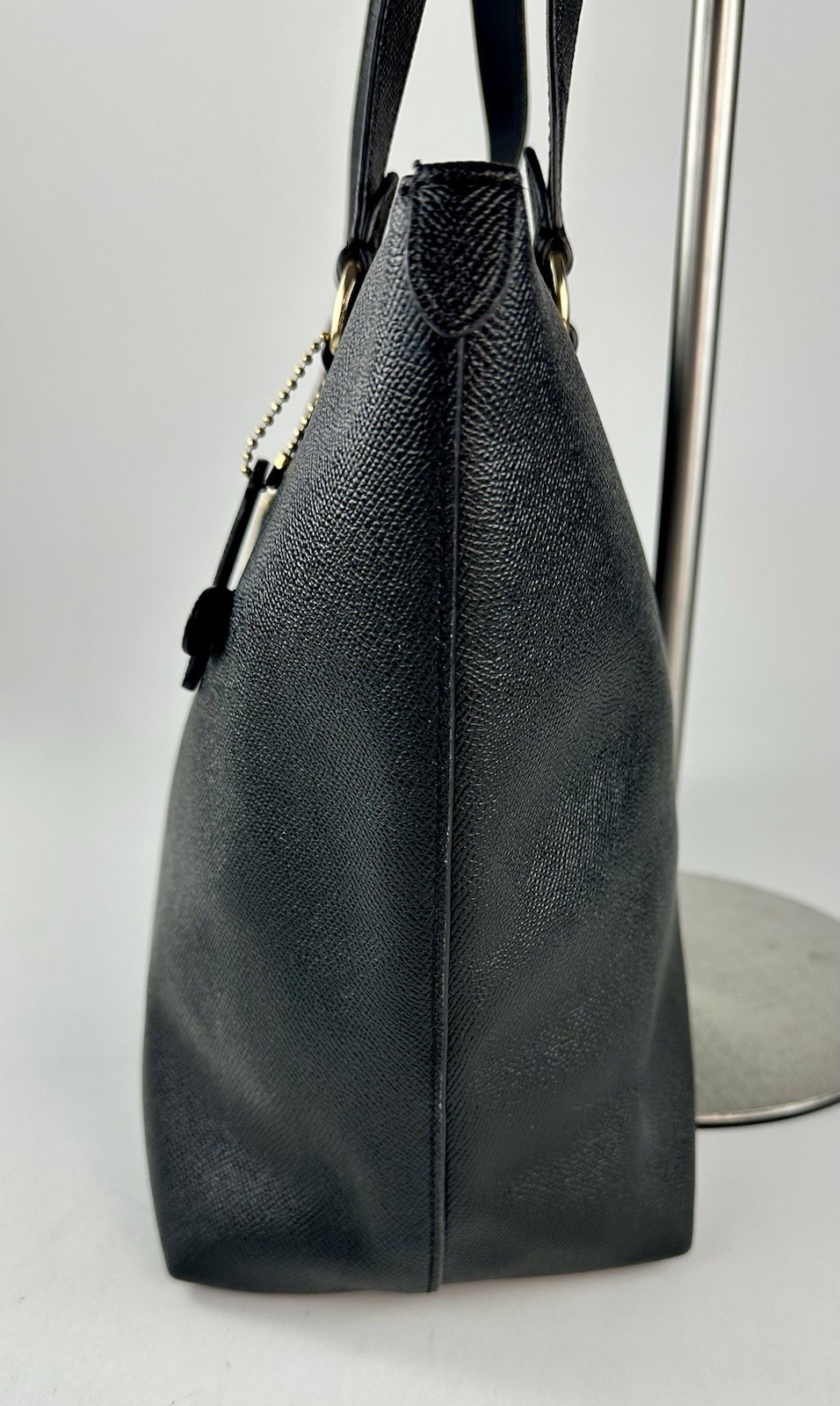 COACH Gallery Tote Shoulder Bag Black Crossgrain Leather w/ Gold Hardware F79608