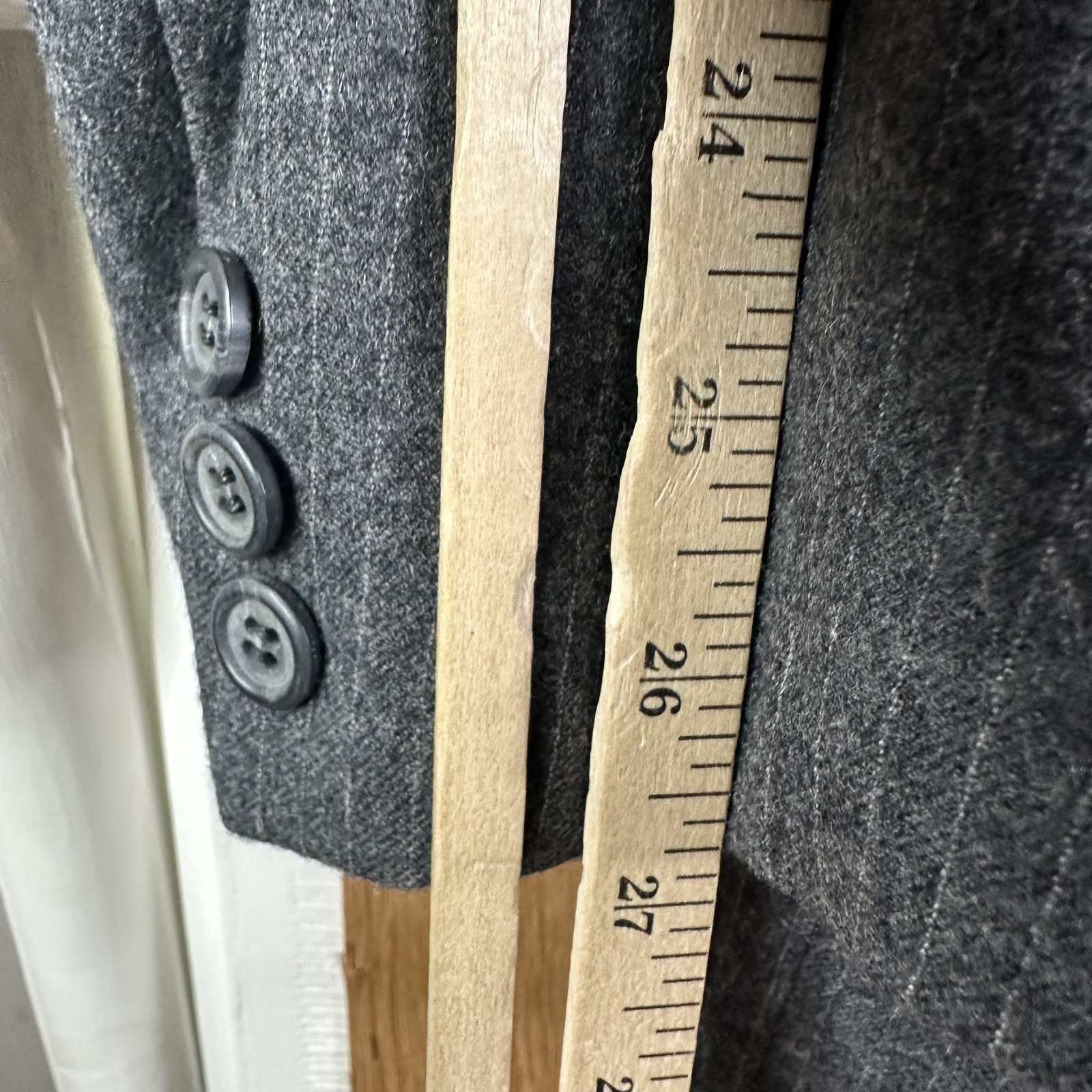 VTG Hickey Freeman Suit Mens 42L Gray Pinstripe 3/2 Roll Pants 36×34 flannel