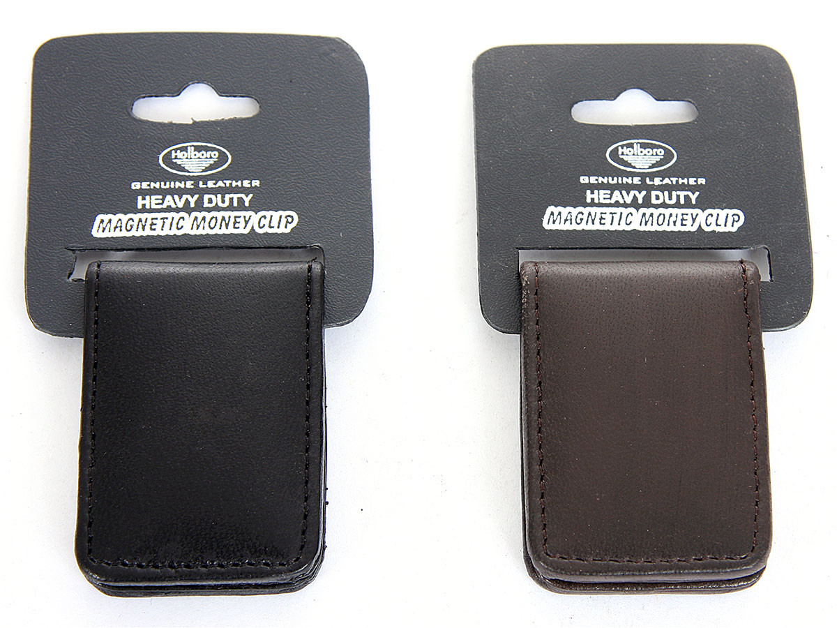 Men’s New Genuine Leather Strong Magnetic Money Clip Black