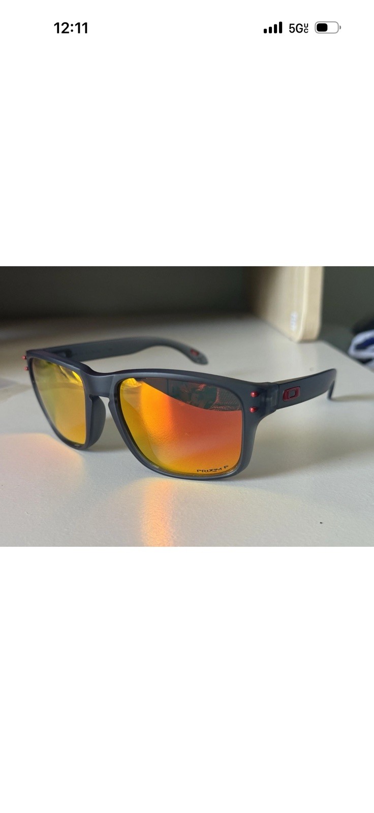 Oakley Holbrook XL Square Polarized Sunglasses Black/Prizm Ruby with bag