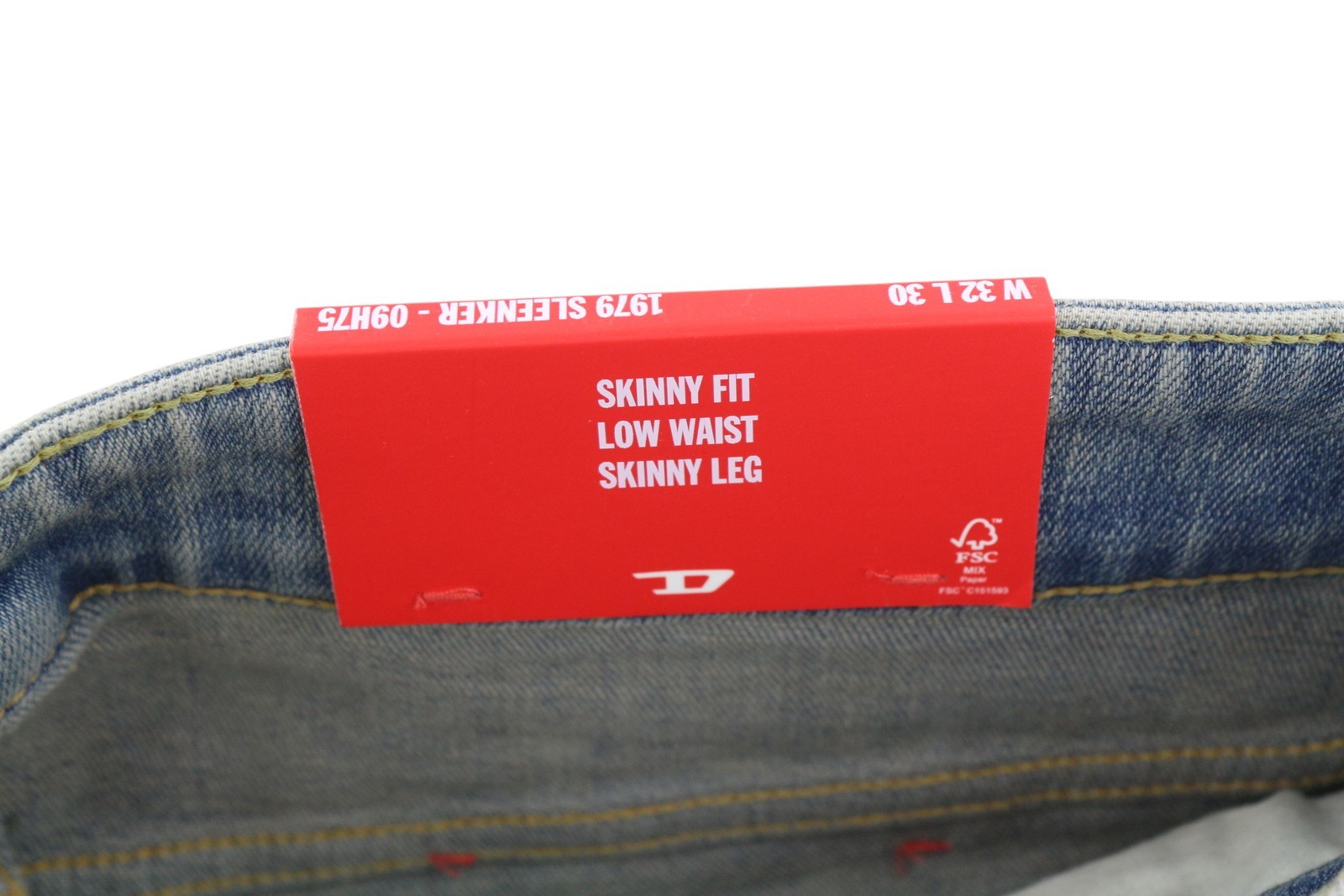 DIESEL 1979 Sleenker 09H75 Men Jeans W32/L30 Skinny Low Blue Washed RRP295