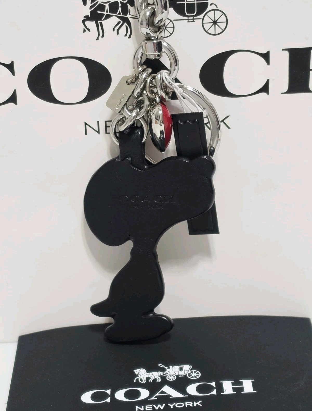 NEW Coach Snoopy Peanuts Kissing Red Love Heart Keychain Bag Charm Fob F65164