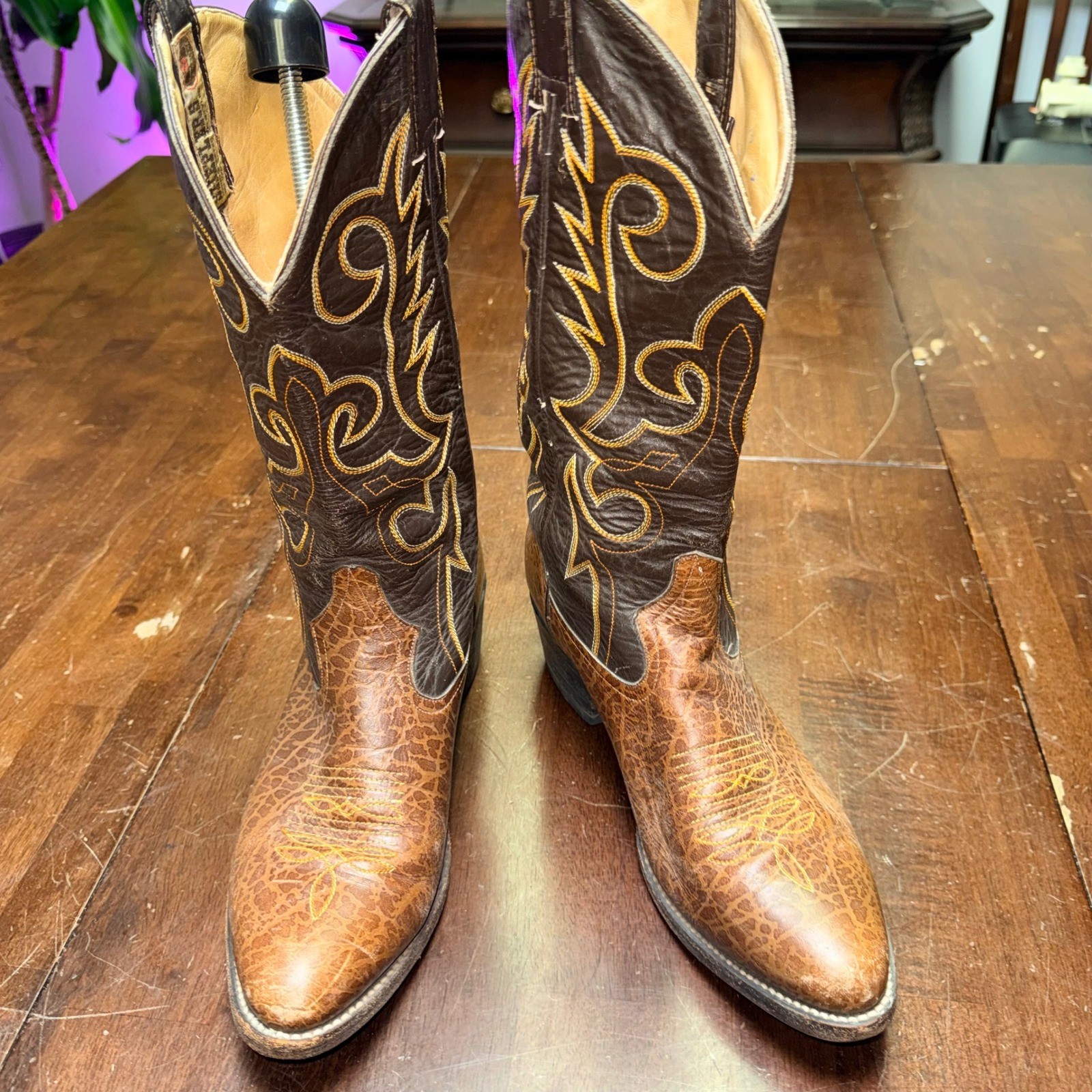 Sherplers Cowboy Boots Mens 9 D Brown Bullhide Leather Handcrafted 5135 Mexico