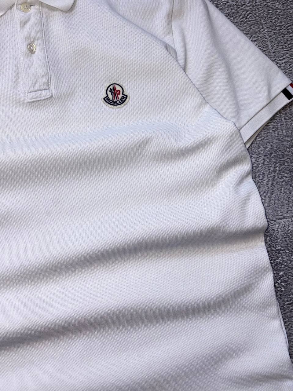 Authentic Moncler Polo Shirt White Red Blue Size S Logo