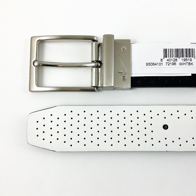 NIKE GOLF MEN’S PERFORATED REVERSIBLE BELT SIZE: 34 (FITS W32) WHITE/BLACK 17248