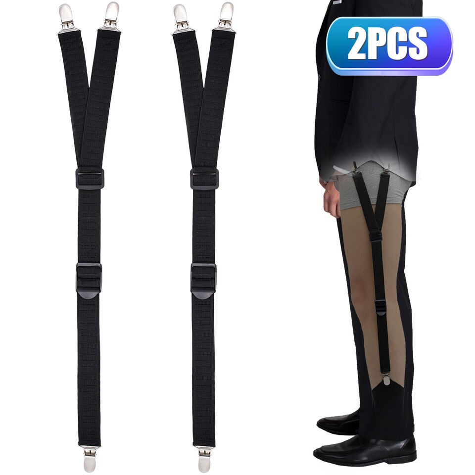 2Pcs Y-Shape Shirt Stays Rugged Design Adjustable Comfortable Garters Non-Slip