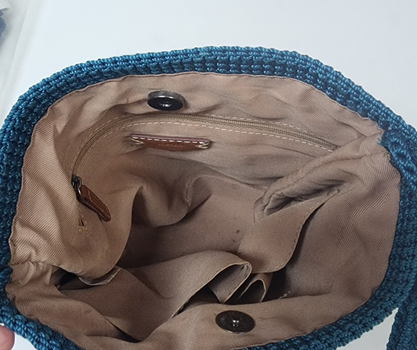 The Sak Sayulita Drawstring Bucket Bag Crossbody Shoulder Snap Closure Teal