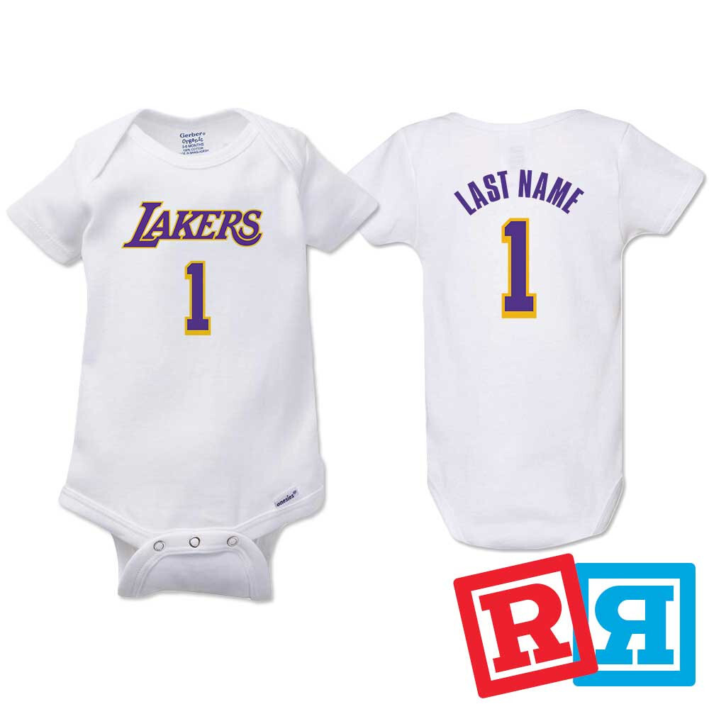 Personalized Los Angeles LA Lakers Gerber Baby Onesie® Cotton Custom Bodysuit
