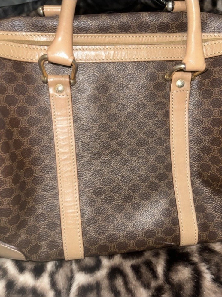 Authentic Celine LeatherBrown Mini Macadam BostonBag NS120753