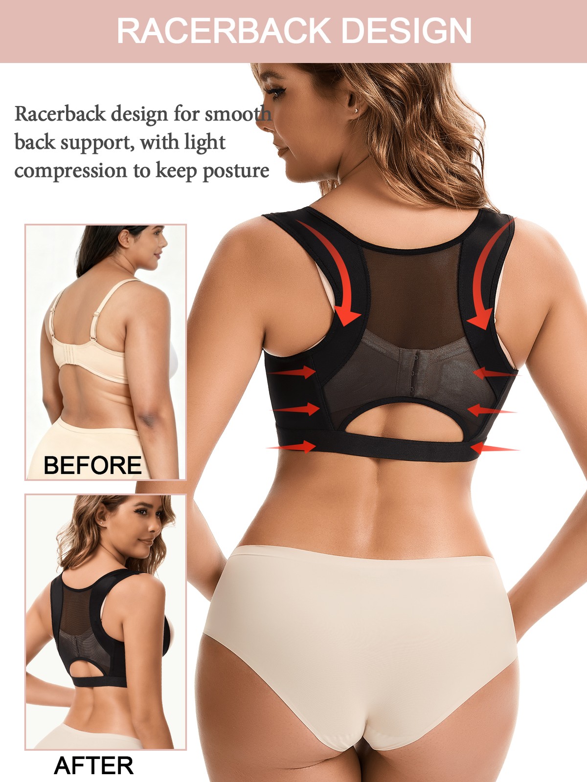 Faja De Compresion Para Mujer Talladora De Top Corrección Postural Push Up Bust