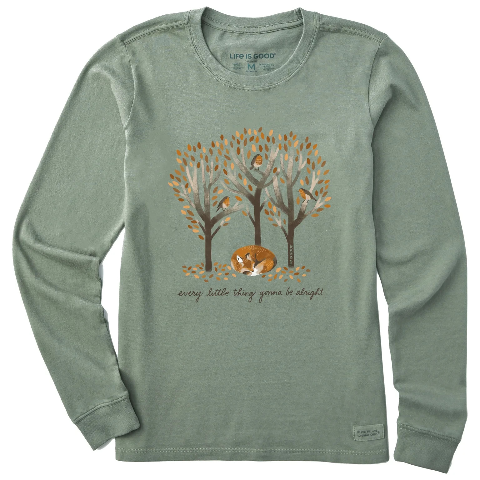 Life Is Good LS Shirt Crusher Tee EVERY LITTLE THING ALRIGHT FOX 44in Womens L