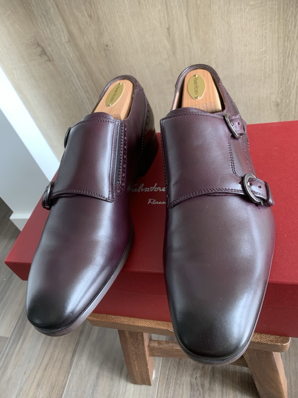 Salvatore Ferragamo Men’s Blair Plum Calf Dress Shoes – Uk7 US8 Euro 41 Buckle