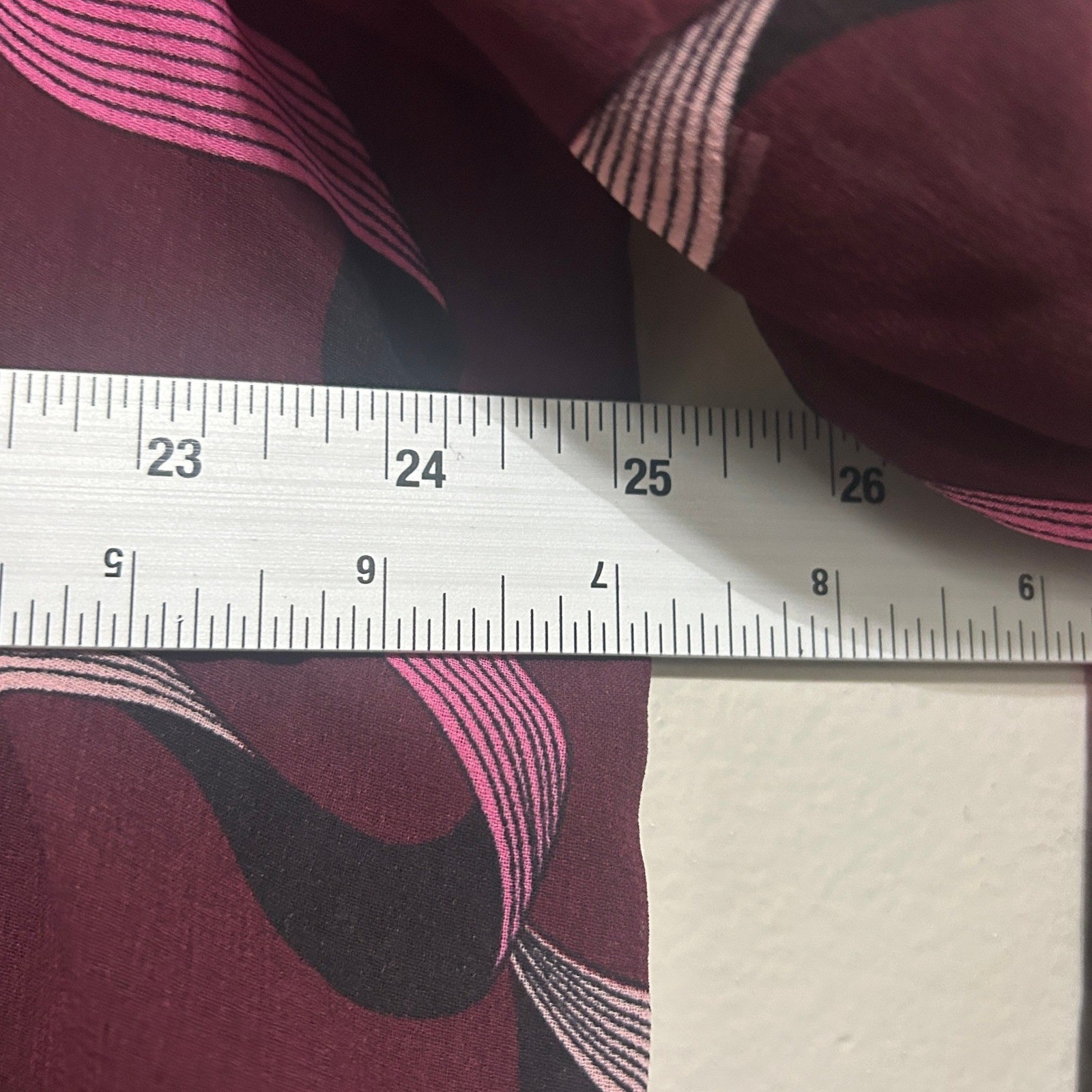 Ann Taylor Blouse Womens XL Burgundy Pink NWT Abstract Ribbon Ruffle Tie Neck