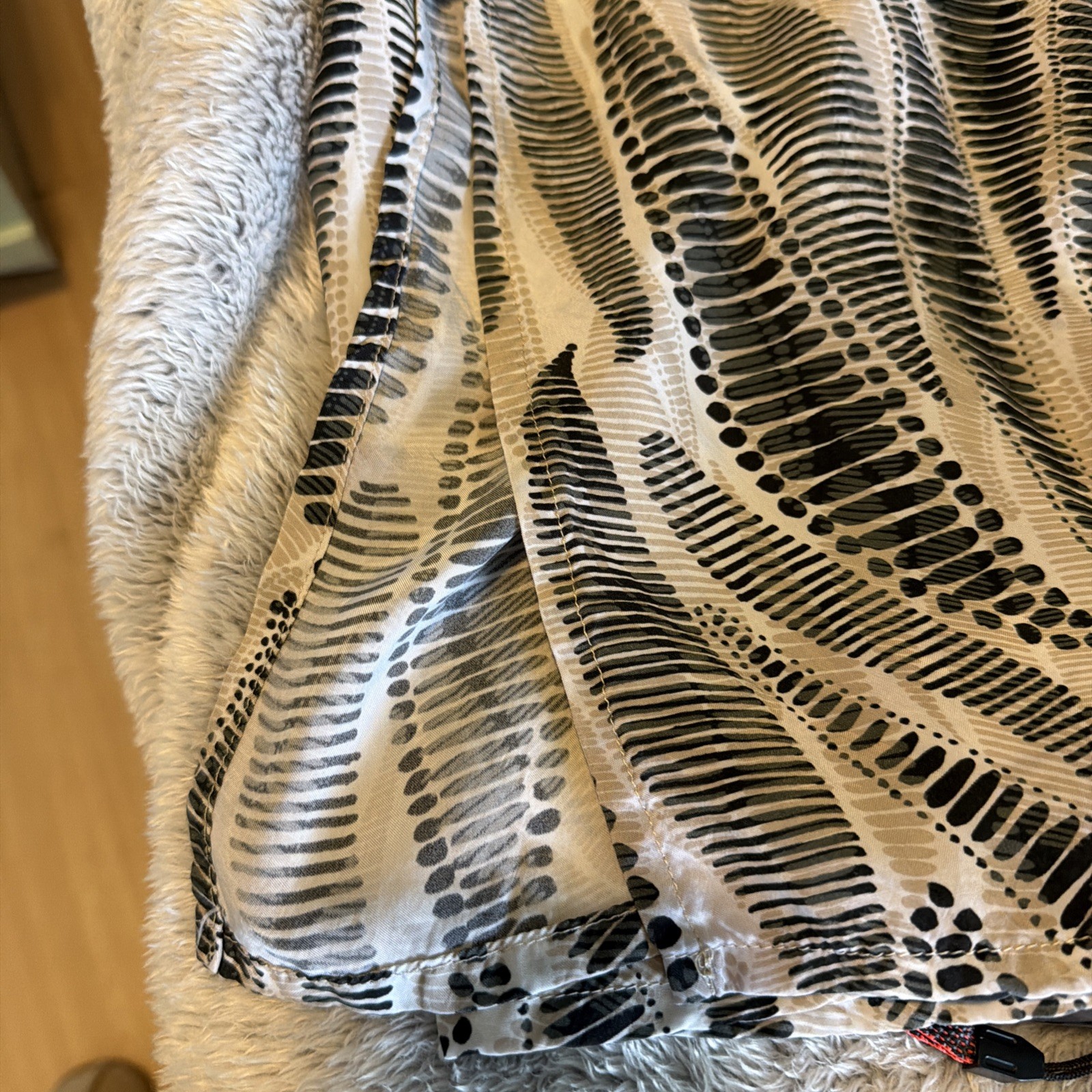 SELECTION BY ULLA POPKEN ~ WHITE WITH BLACK LEAVES TUNIC Kaftan DRESS 28/30 (9)