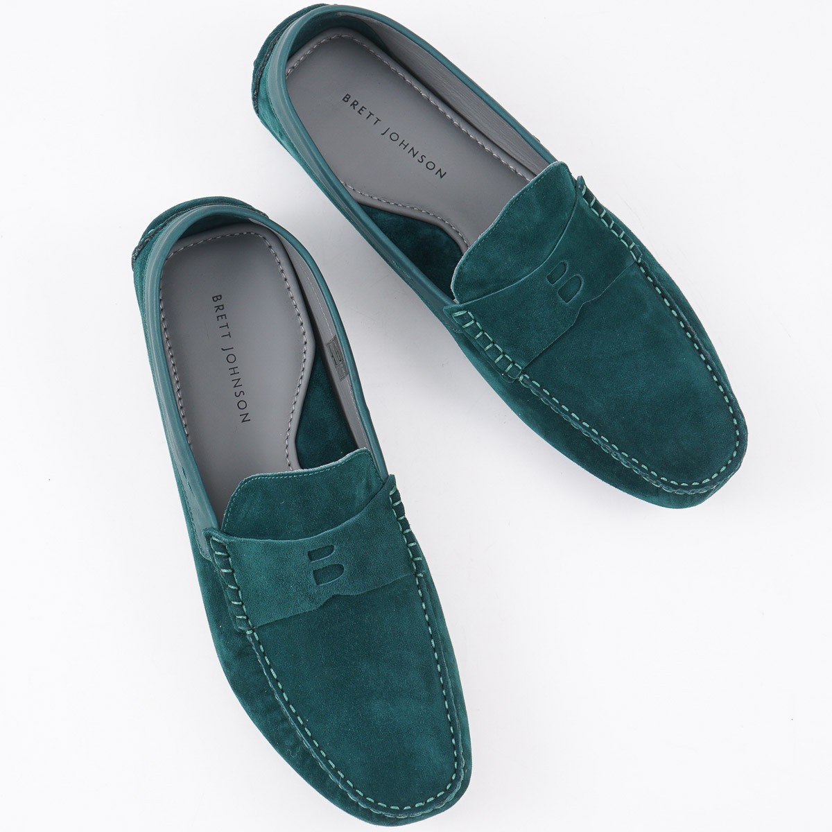 Brett Johnson Emerald Green Calf Suede Driving Moccasins 10.5 (Eu 43.5) Shoes