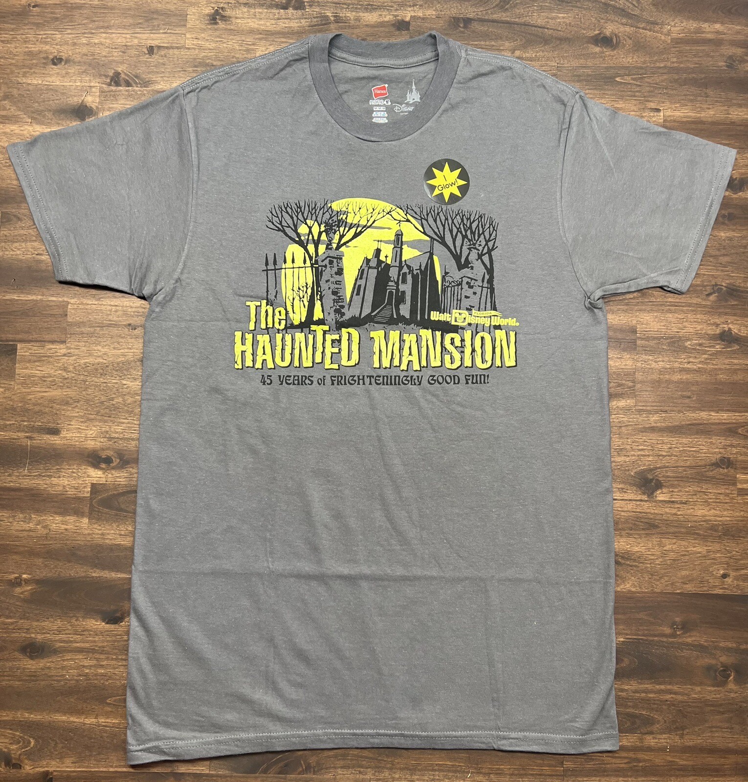 Disney’s The Haunted Mansion 45TH Anniversary Tee Shirt Medium Glow in the Dark