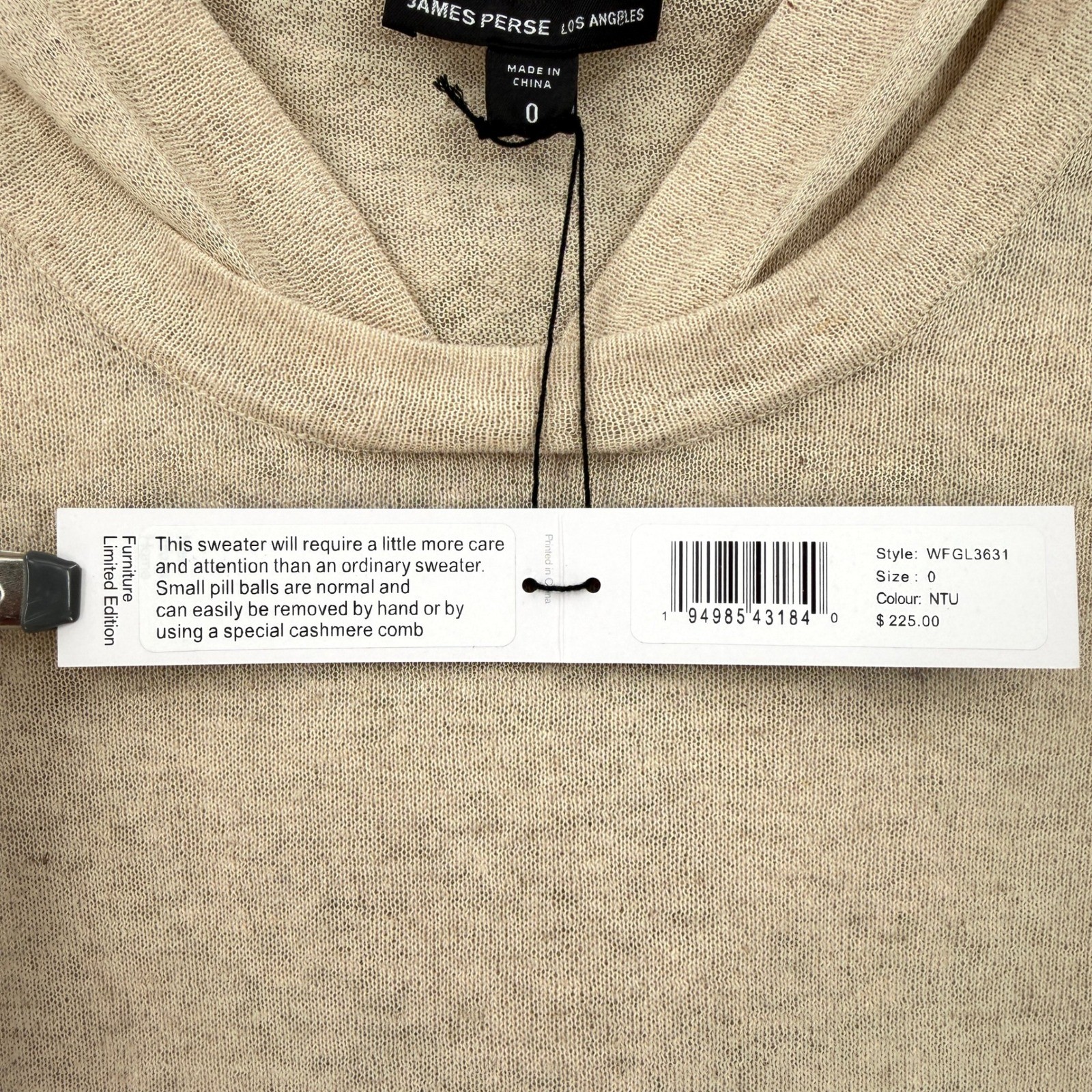 James Perse Hoodie Sweater Womens 0 Beige Linen Cotton Knit WFGL3631