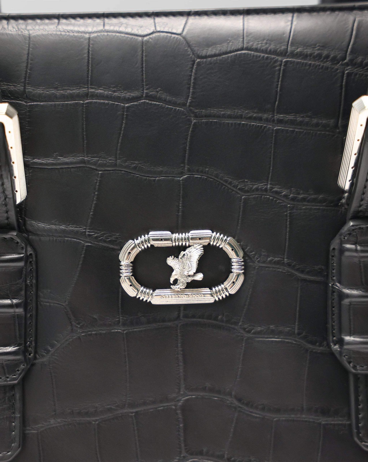 NEW STEFANO RICCI BRIEFCASE $31900 BLACK CROCODILE LEATHER 15X3.9X11 IN