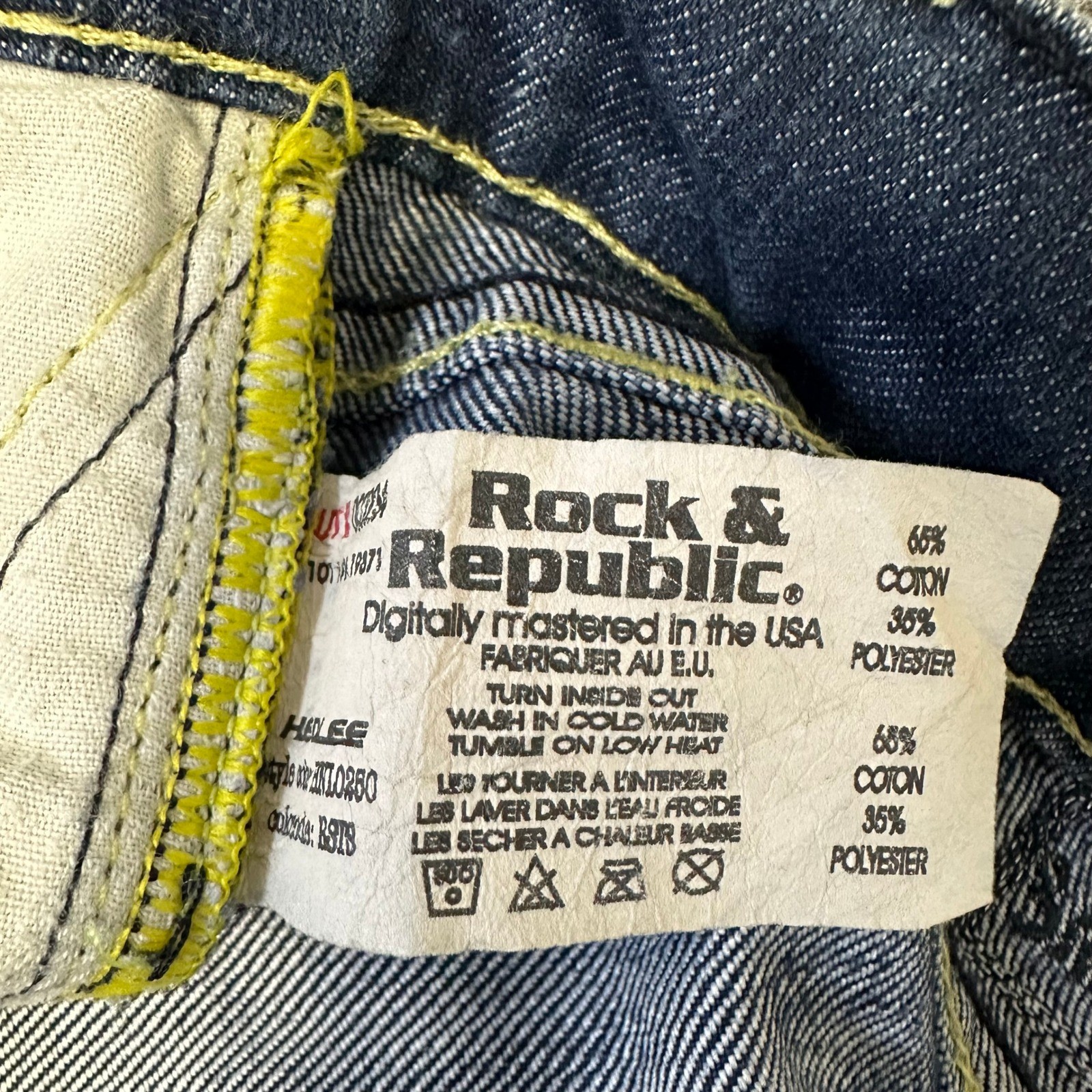 Rock & Republic Jeans Mens Size 28 Blue Straight Leg Cotton Blend USA Made Denim