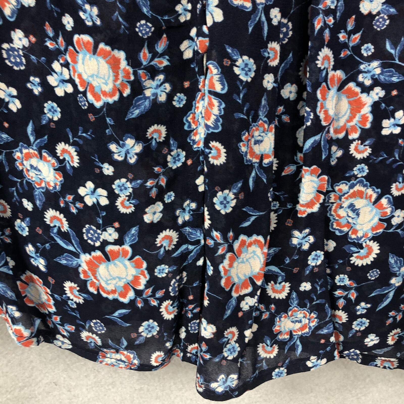 Dear John Top Womens Medium Blue Floral Sheer Smocked Flowy Boho Peasant Cottage