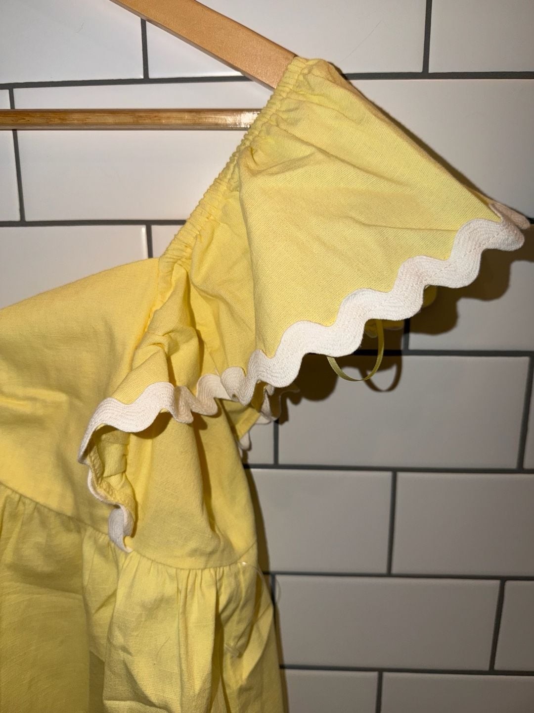 THIRTY/THIRTY L.A. Yellow Ruffle Sleeve Smocked Peplum Top