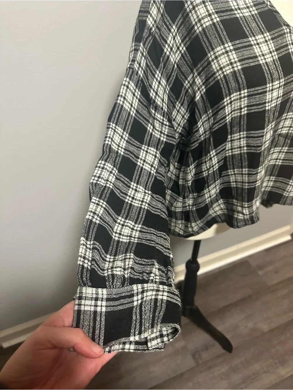 Madewell Highroad Popover Plaid Blouse Black White Size S