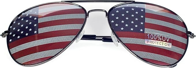 USA Glasses American Flag Aviator Sunglasses Black United States Patriotic