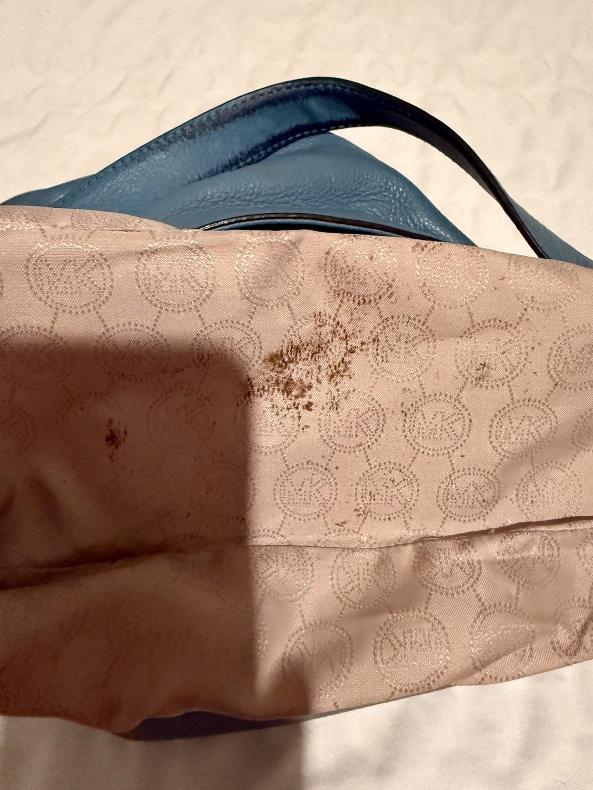 Michael Kors Nolita Bedford Blue Leather Large Hobo Handbag